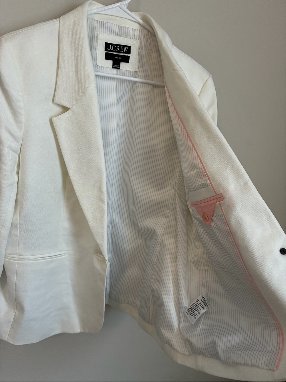 J Crew Parke Blazer Linen Blend White Size 14 - Picture 8 of 8